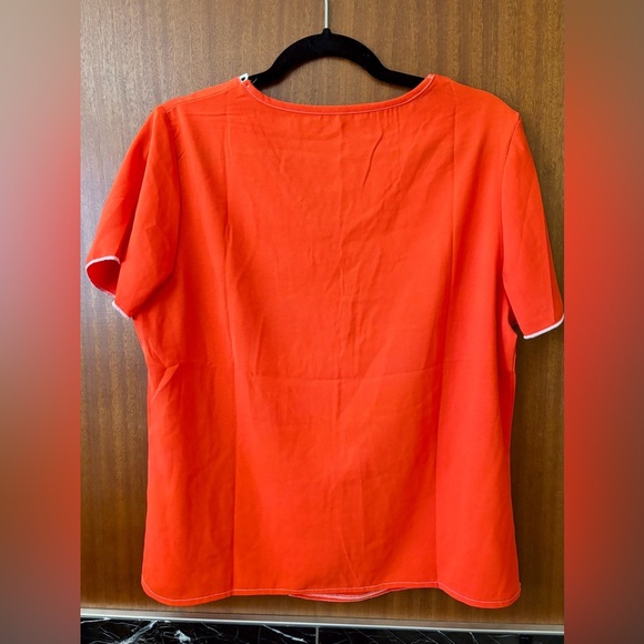 2/$15 - Red Short Sleeve Blouse with White Loop Trim – Size L - Picture 8 of 9